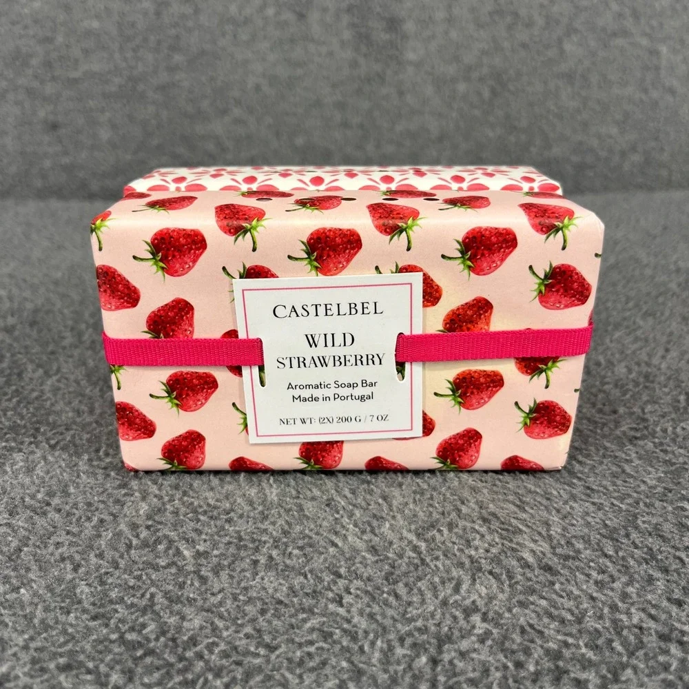 Castelbel Wild Strawberry Soap Bar 2-Pack 7 oz Portugal Pink Fruit Floral Gift